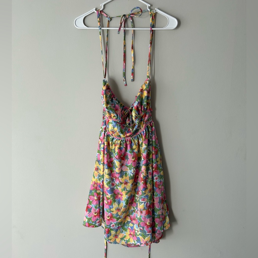 Floral Multicolor backless Sundress
